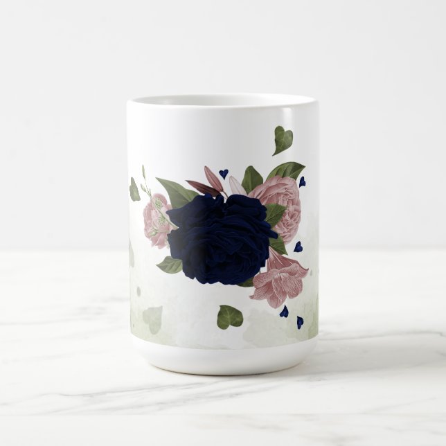 Mug fleurs roses et bleu marine verdure  (Centre)