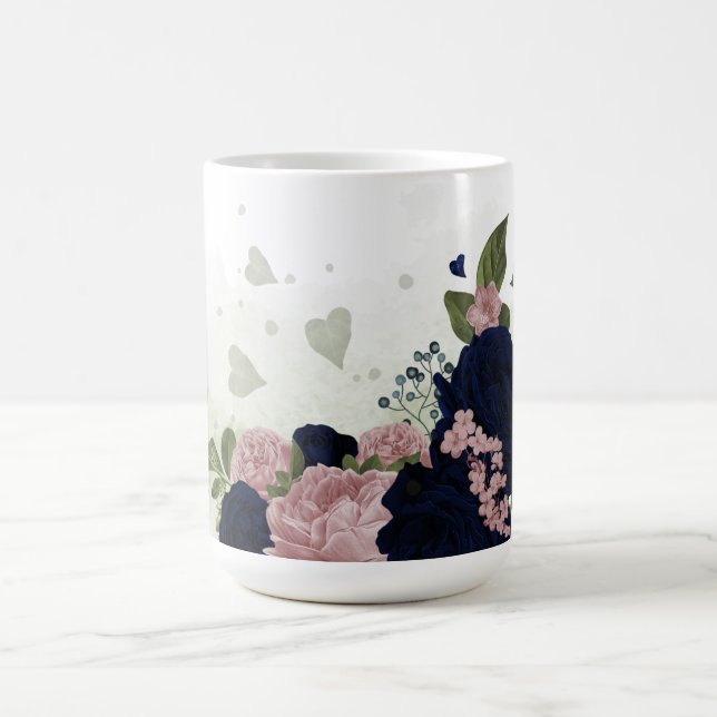 Mug fleurs roses et bleu marine verdure  (Centre)