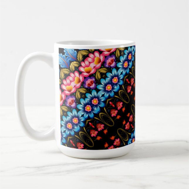 Mug Fleurs roses et bleues (Gauche)