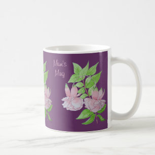 Mug Fleurs roses et feuilles design peinture originale