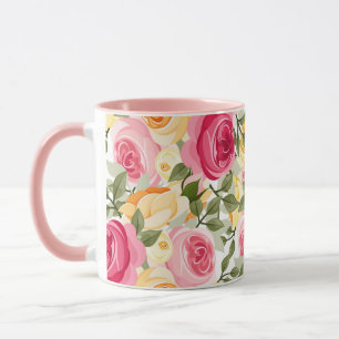 Mug Fleurs roses et jaunes Ferme Fleurie Shabby Chic