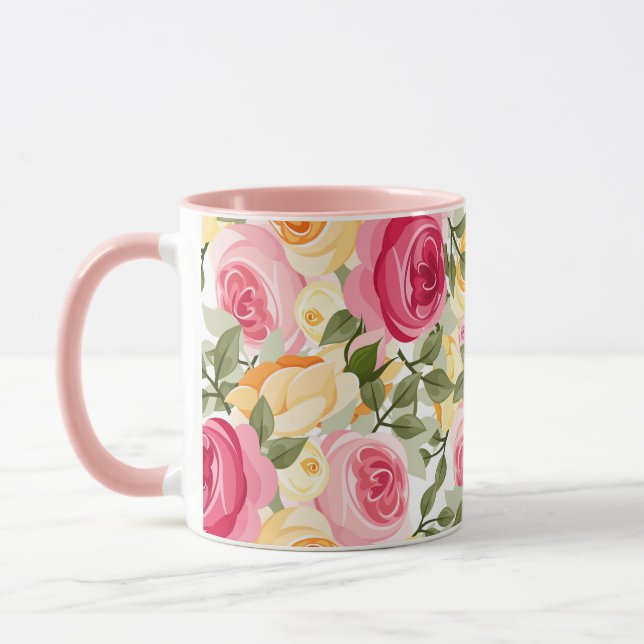 Mug Fleurs roses et jaunes Ferme Fleurie Shabby Chic (Gauche)