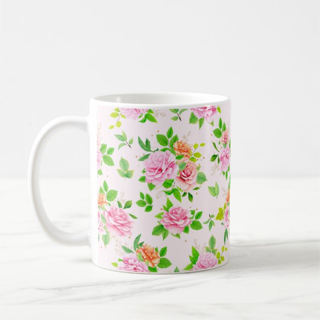 Mug Fleurs Roses florales Motif-23656 (Gauche)