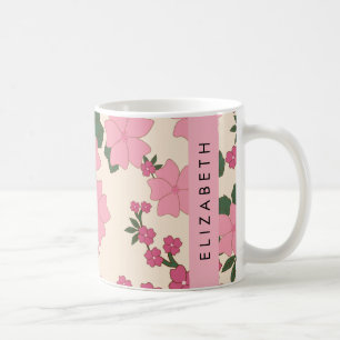 Mug Fleurs Roses, Motif De Fleurs, Votre Nom
