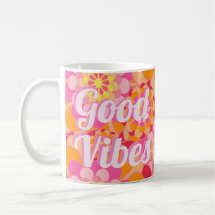 Mug Fleurs roses roses hippy rétro Good Vibes