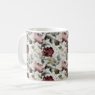 Mug Fleurs Roses Rouge Gouttes de Pluie
