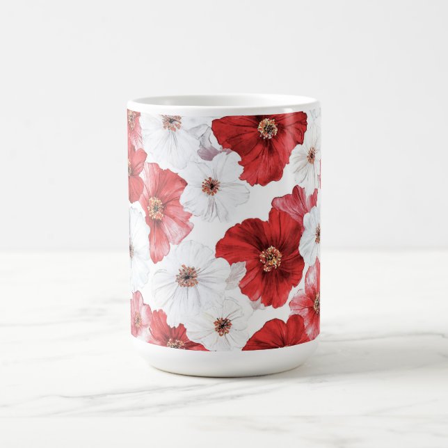 Mug Fleurs rouges blanches  (Centre)