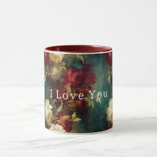 Mug Fleurs rouges blanches vertes