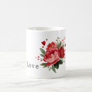 Mug Fleurs Rouges Cœurs Saint-Valentin