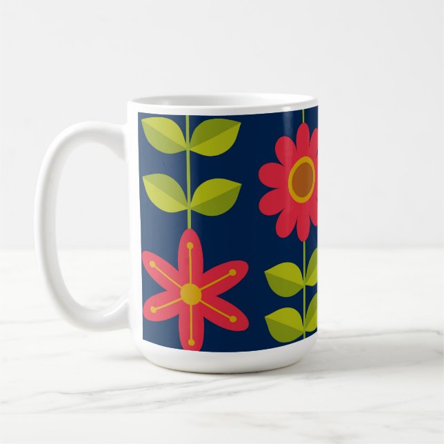 Mug Fleurs rouges de style moderne du milieu du XXe si (Gauche)