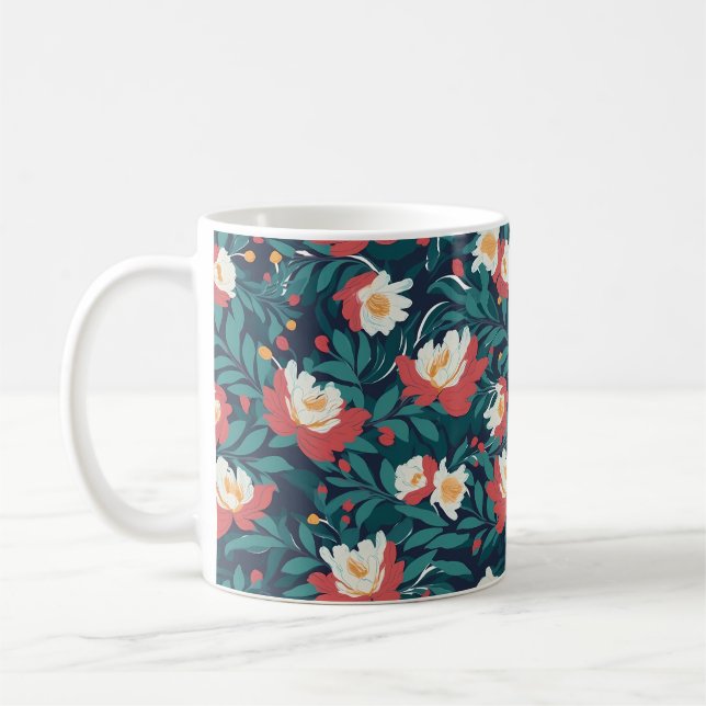 Mug Fleurs rouges et blanches (Gauche)