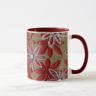 Mug Fleurs rouges et roses piquées découpées par ma