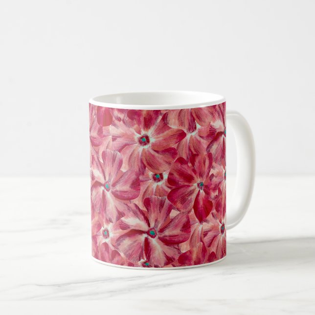 Mug Fleurs rouges modernes aquarelle motif floral (Devant droit)