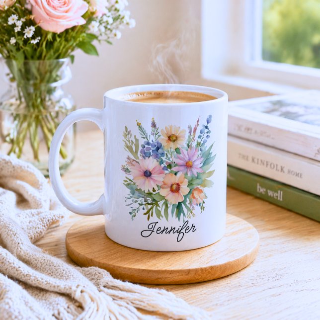Mug Fleurs sauvages bohèmes aquarelles  (Créateur téléchargé)