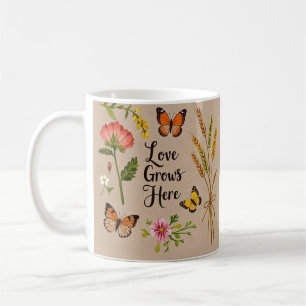 Mug Fleurs sauvages bohémiens, papillons, tiges de blé