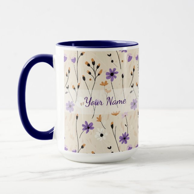 Mug Fleurs sauvages boho personnalisées (Gauche)