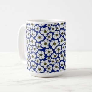 Mug Fleurs sauvages boho sur fond bleu