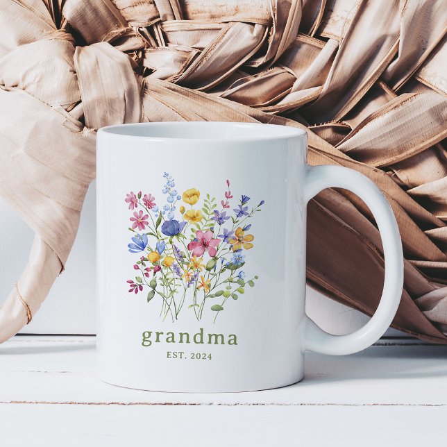 Mug Fleurs sauvages colorés tendance | Grand-mère (Créateur téléchargé)