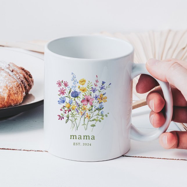 Mug Fleurs sauvages colorés tendance | Maman (Créateur téléchargé)
