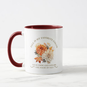 Mug Fleurs sauvages d'aquarelle feuilles automne citat