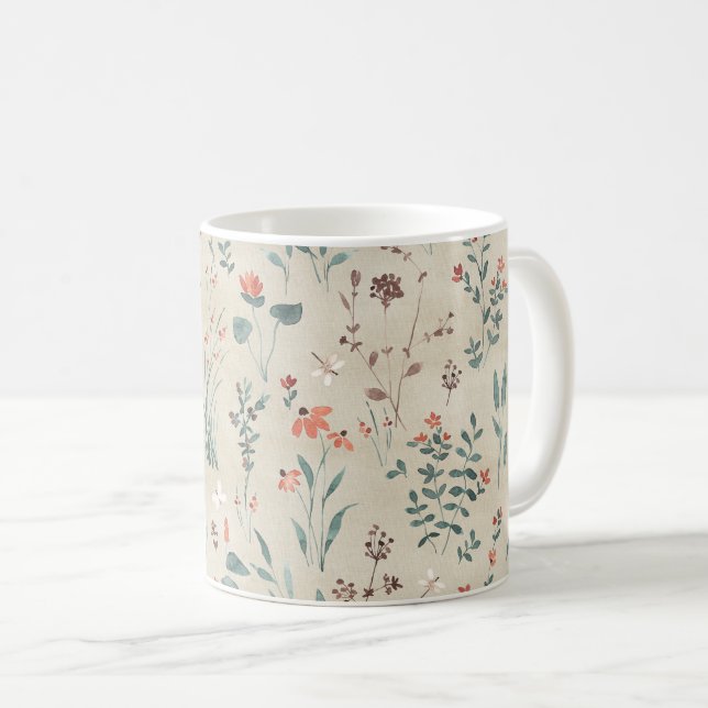 Mug Fleurs sauvages de l'aquarelle de la flore du lac (Devant droit)
