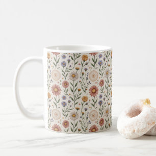 Mug Fleurs sauvages dessinées à la main en patchwork s
