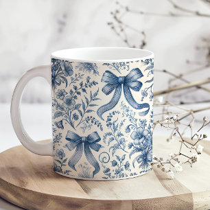 Mug Fleurs sauvages et vaches Vintages bleus et blancs