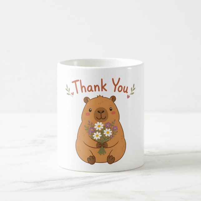 Mug Fleurs Sauvages Merci Capybara Mignon (Centre)