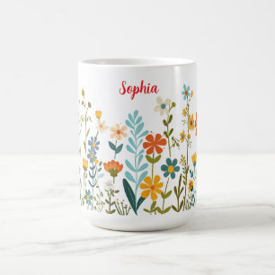 Mug Fleurs sauvages ou votre nom d'art ou de photo et