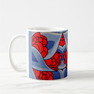 Mug fleurs stylisées et imprimés feuille