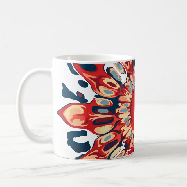 Mug FLEURS SUN Abstraites - bleu rouge + votre backgr. (Gauche)