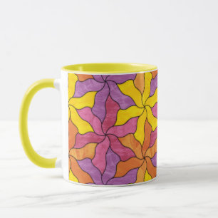 Mug Fleurs Tessellées De Verre Tiré