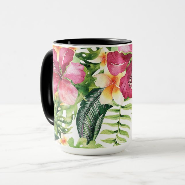 Mug Fleurs Tropicales Feuilles Floral Chic Tropiques (Devant gauche)