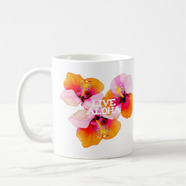 Mug Fleurs tropicales florales d'Hibiscus Live Aloha H (Gauche)