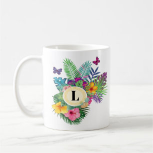 Mug Fleurs Tropicales Hawaiiennes Et Papillons Monogra