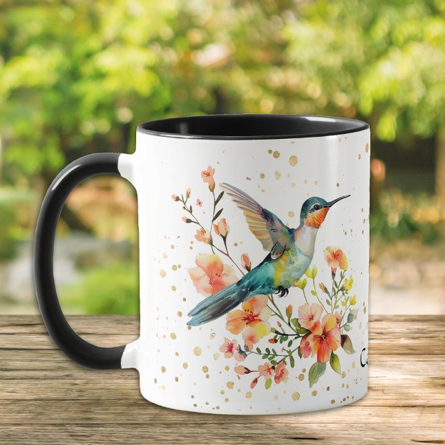 Mug Fleurs turquoises de Tangerine Orange Colibri (Créateur téléchargé)