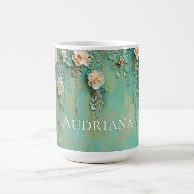 Mug Fleurs Turquoises rousses romantiques roses (Centre)