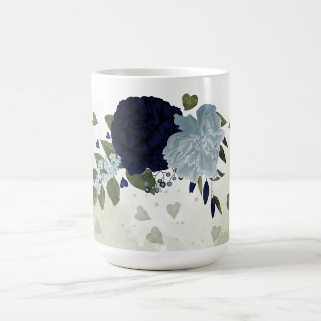 Mug Fleurs verdure bleu marine et bleu poussiéreux rom (Centre)