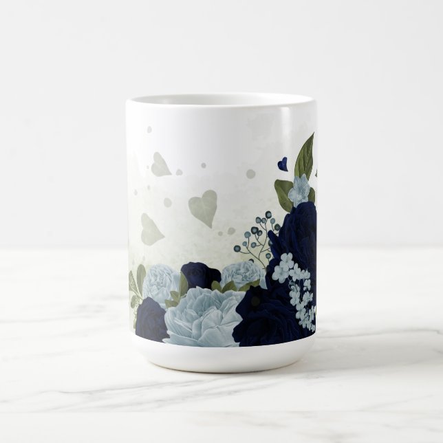 Mug Fleurs verdure bleu marine et bleu poussiéreux rom (Centre)
