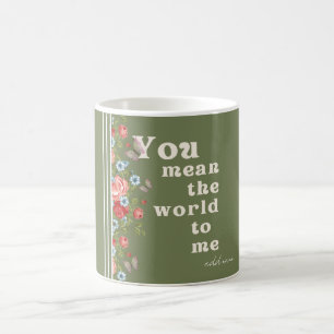 Mug Fleurs Vert Olive – Cadeau Romantique avec Ros