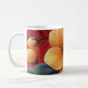 Mug Fleurs vibrantes sur fond rouge 🌼