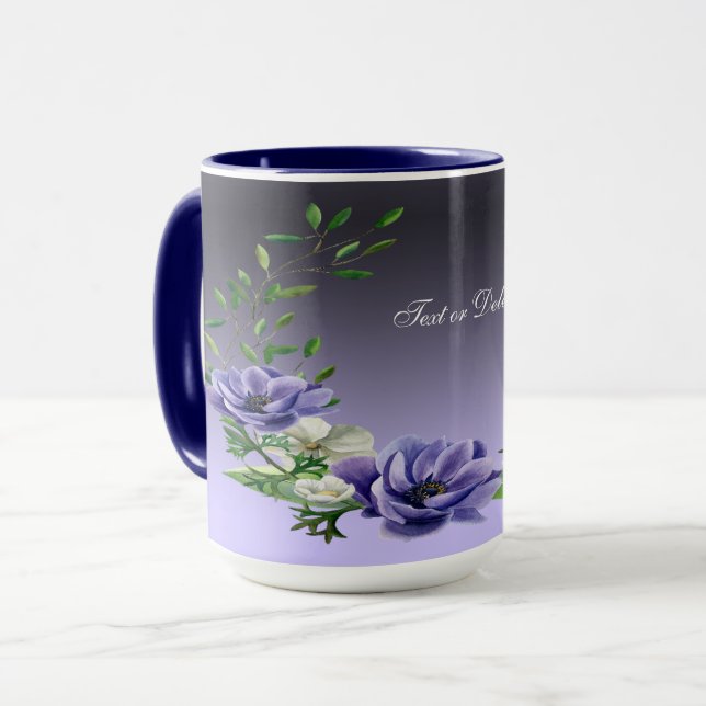 Mug Fleurs Violettes Aquarelle (Devant gauche)