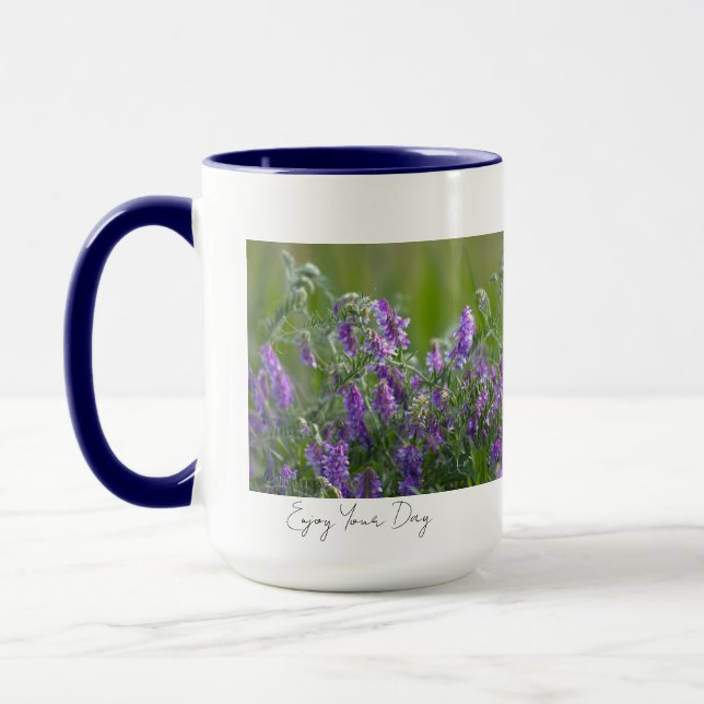 Mug Fleurs Violettes avec Citation (Gauche)