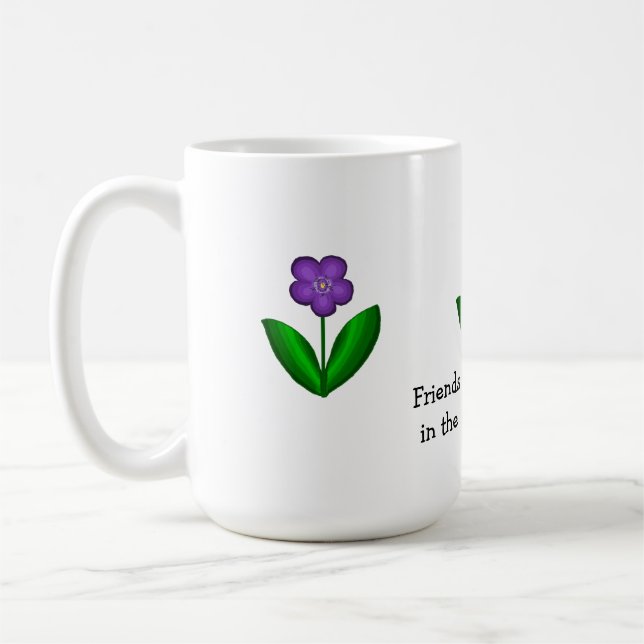 Mug Fleurs violettes de printemps avec message d'amiti (Gauche)