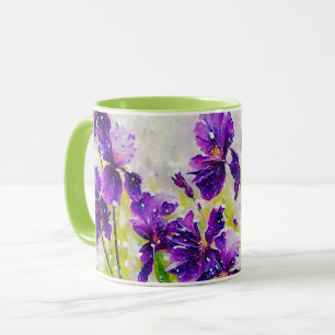 Mug Fleurs violettes et boue d'art à neige printanière