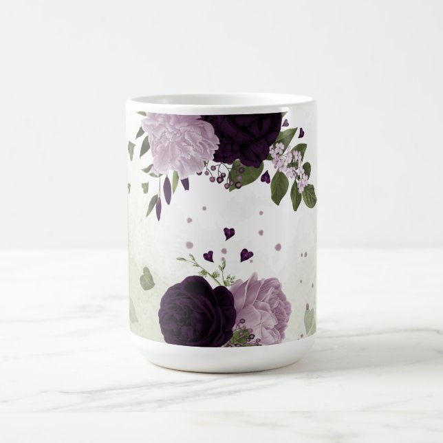 Mug fleurs violettes foncées et claires avec verdure  (Centre)