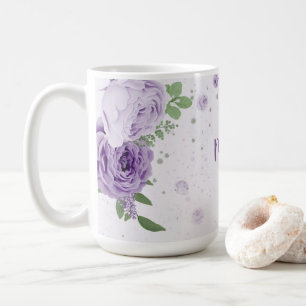 Mug fleurs violettes romantiques verdure
