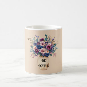 Mug Fleurs Violettes Roses Rouges Joyeuses