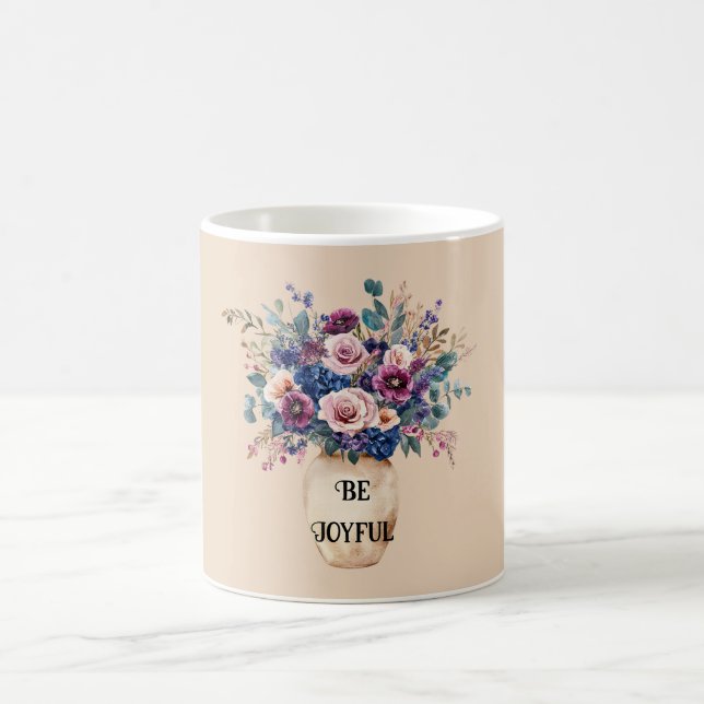 Mug Fleurs Violettes Roses Rouges Joyeuses (Centre)
