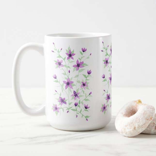 Mug Fleurs violettes sur la vigne (Avec donut)